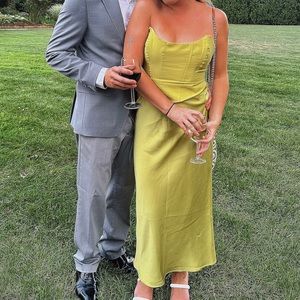 ASOS design strapless corset dress in green